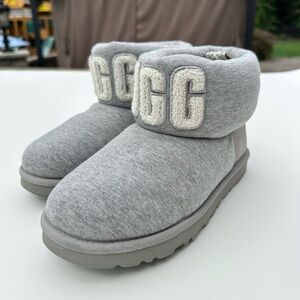 UGG Australia Classic Mini Fur Jersey Cozy Sz 7 Grey Womens boots Winter boots